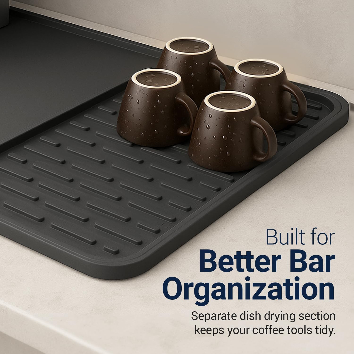 Silicone Coffee Mat, Absorbent Non-Slip Pad, Bar Counter Mat, Foldable Coffee Accessory, Drainage Design, Suitable for Espresso Machines, Kitchenware, Coasters