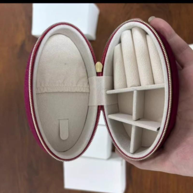 Elegant Oval Mini Jewelry Box, Multi-Functional Portable Earring Necklace Organizer, Compact Storage Solution for Accessories
