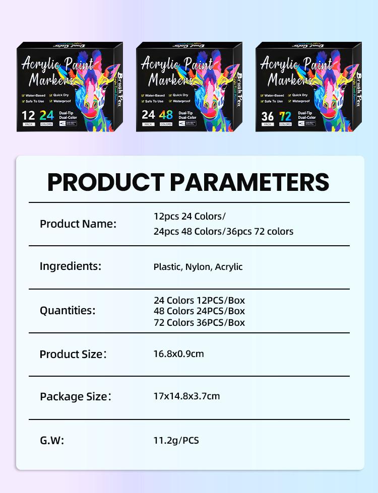 Acrylic paint marker pen, 12/24/36/48/60 Double-headed two-color acrylic paint marker pen, rock painting, wood, canvas, DIY acrylic paint art supplies. Drawing design, decoration and creative tools, Christmas gifts, Acrylic Paint Markers