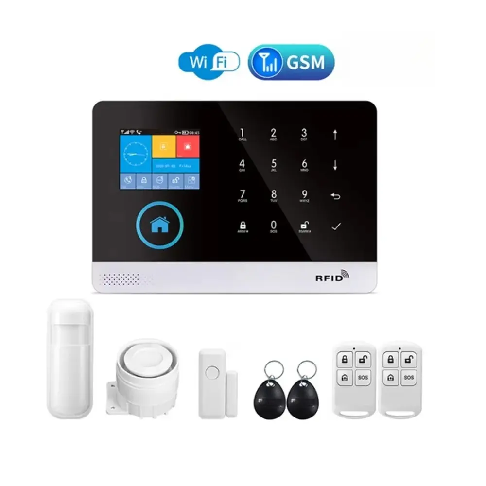 Home Burglar Security Alarm System, 433MHz WiFi & GSM Wireless Alarm, Compatible with Smart Life via Mobile App Control