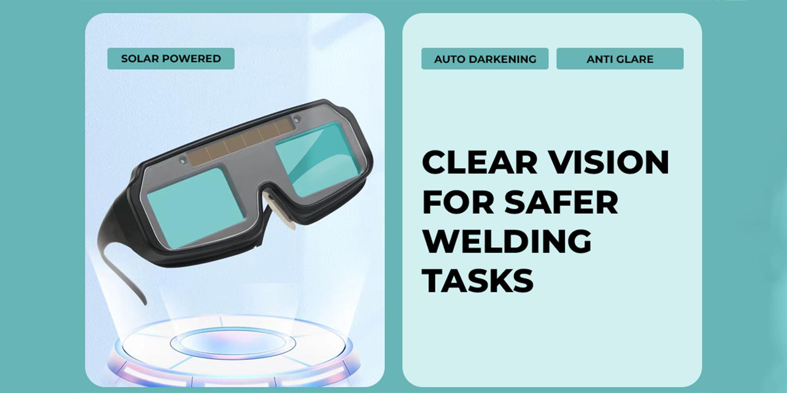 Welding Glasses Auto Darkening Safety Goggles Solar True Color Welder Glasses Eyes Protective PC Lens Welder Mask Welding Helmet for TIG MIG ARC Weld Plasma Cut Grinding