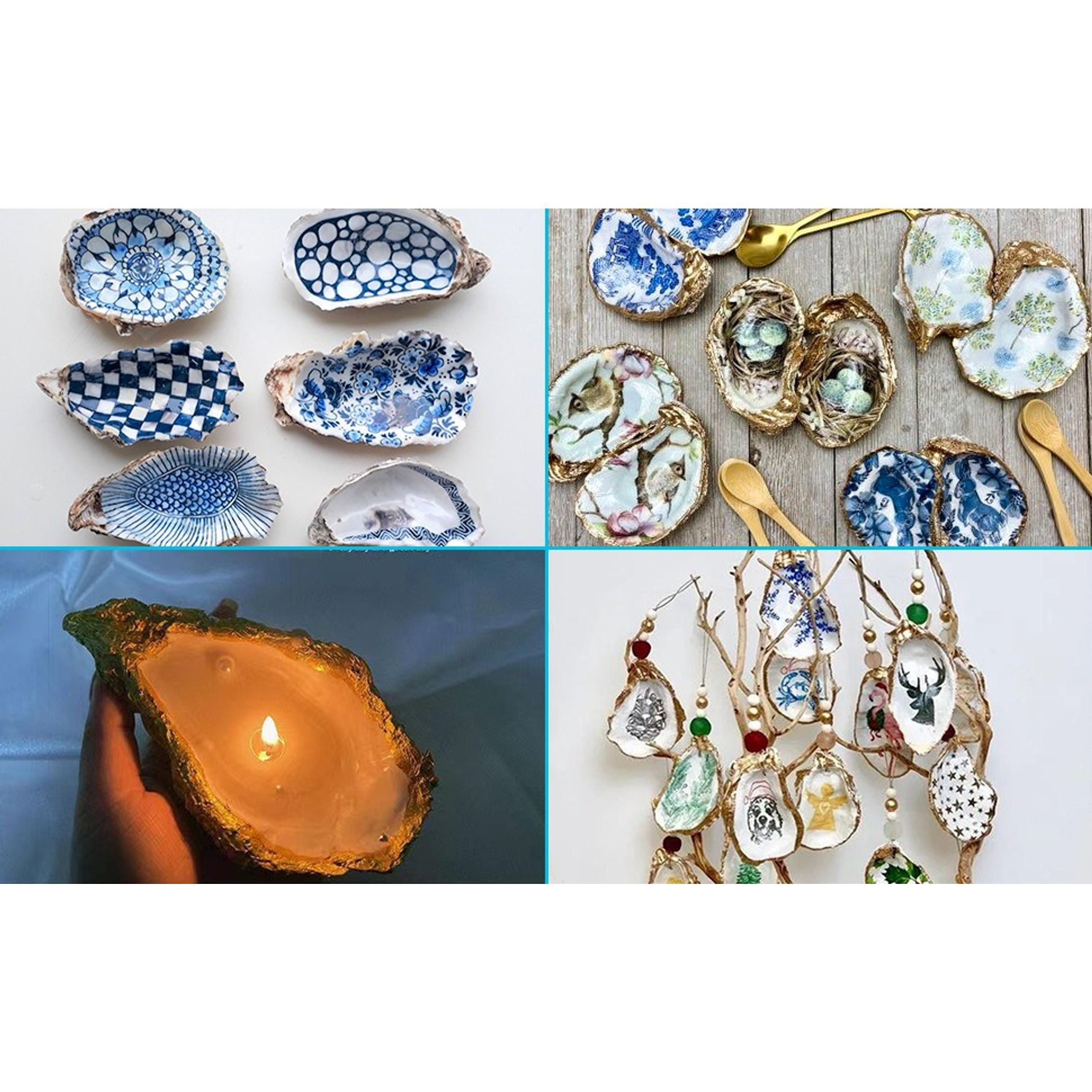 10Pcs 4"-5" Large Oyster Shells for Crafts, Painting, Beach Themes, Wedding, Christmas & Home Decoration - Natural Sea Shells for Crafting