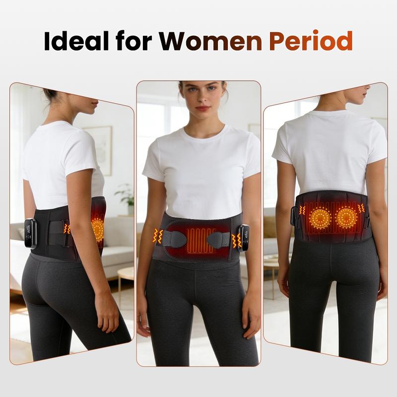 Heating Vibration Waist Massage Belt, 3 Temperature Settings, Back Waist Massager, Period Heaing Pads 15-Minute Automatic Timer