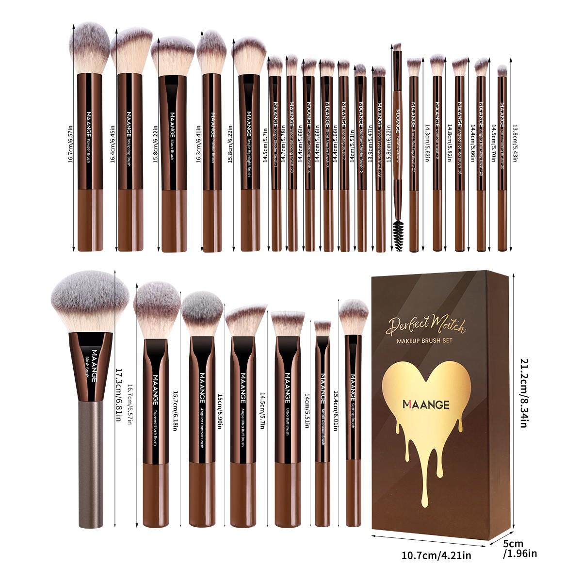 Maange 25-Piece Professional Makeup Brush Set Gift Box, Foundation Brush, Blush Brush, Powder Brush, Eyeshadow Brush, Mascara Brush, Contouring Brush, Highlighter Brush