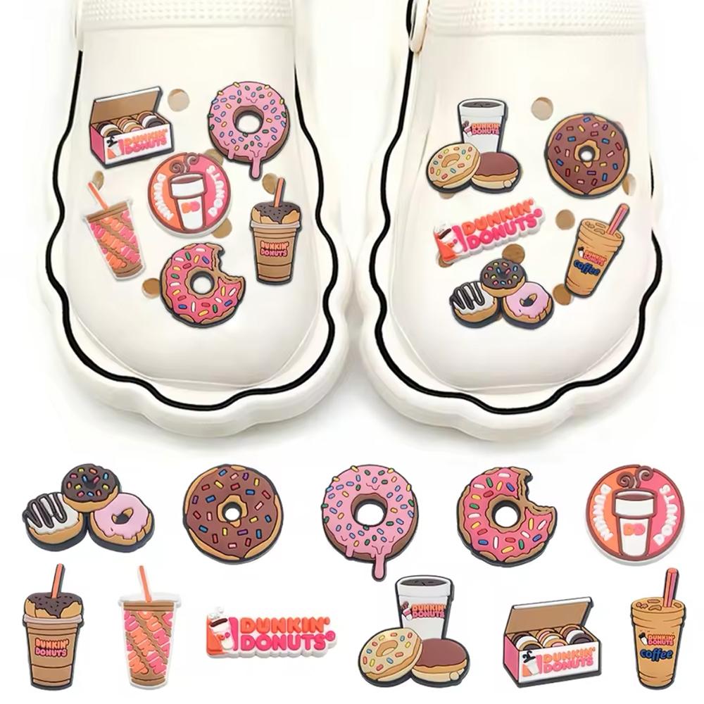 11 Pcs Donut Hole Shoe Charms For Bubble Slides Clogs Sandals,PVC Shoe Decorations Accessories Buckle For Christmas Birthday Gifts