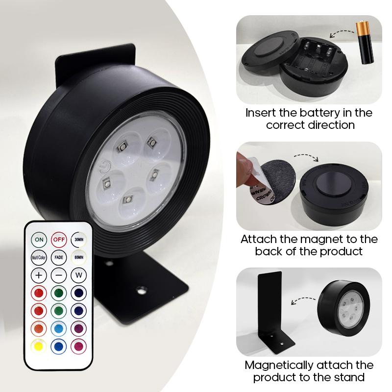 Wireless LED Picture Light with Remote Control, Battery Powered Drawing Lamp, Timer Wall Color Changing Art Display, Adjustable Lighting, Picture Frame Light