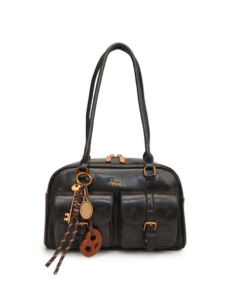 Fashionable and casual Boston bag, stylish bowling bag, retro soft leather shoulder handbag, simple and niche shoulder underarm bag, Flap Shoulder Bag, suitable for daily use and other scenarios.