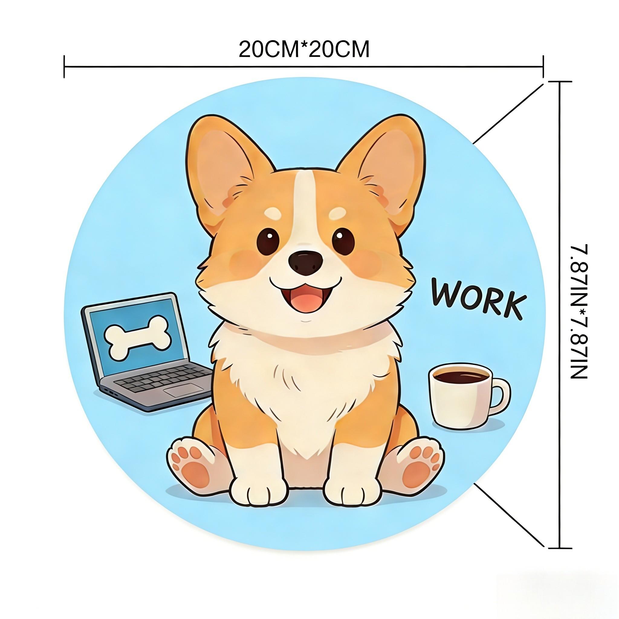 Fashionable Cartoon Round Mouse Pad, Anti-Slip Rubber Base, Gaming & Office Use, 7.87 Inch, Ideal Gift for Girls & Women