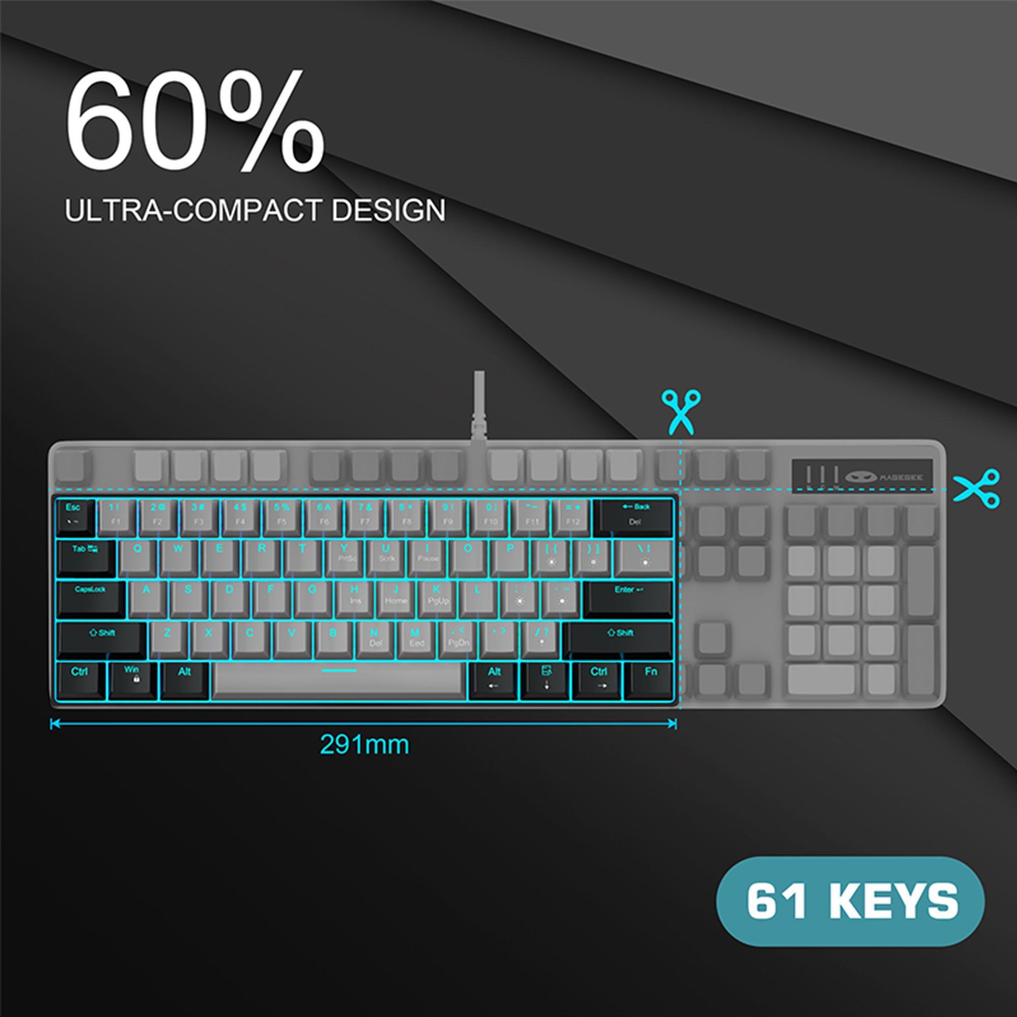MageGee 61% mechanical keyboard Star61 gaming keyboard ,  PBT Keycaps, DIY Keycap Replacement,Convenient to carry,Suitable for gaming and office use