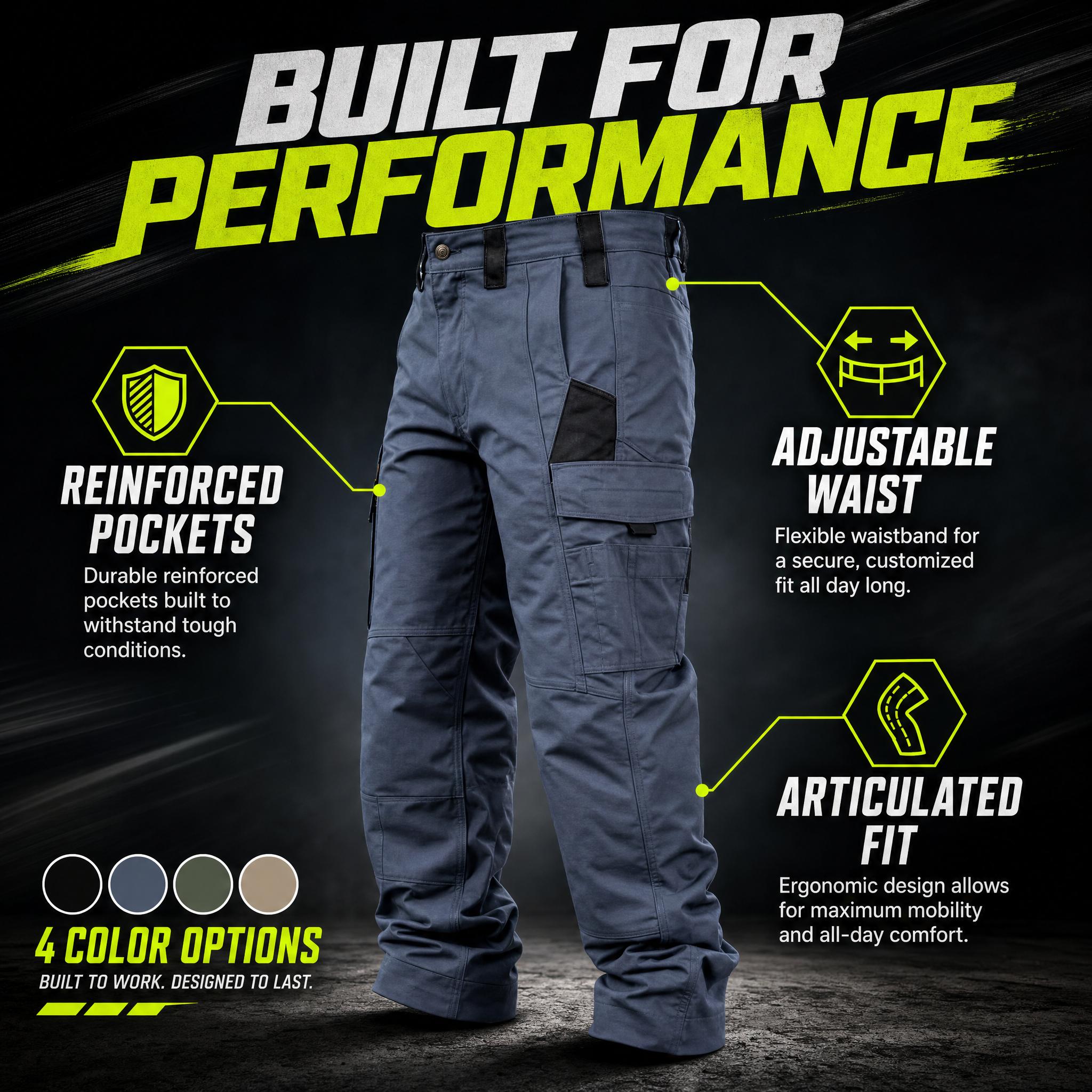 Amoyer Men's Tactical  Work Pants With Multiple Pockets - Made Of Durable Fabric, Available in Multiple Colors, Fishing, outdoor activities, work, hiking, camping, 230g/m² new fabric,Versatile For Spring, Autumn, And Summer, Safe Work Pants, Trouser