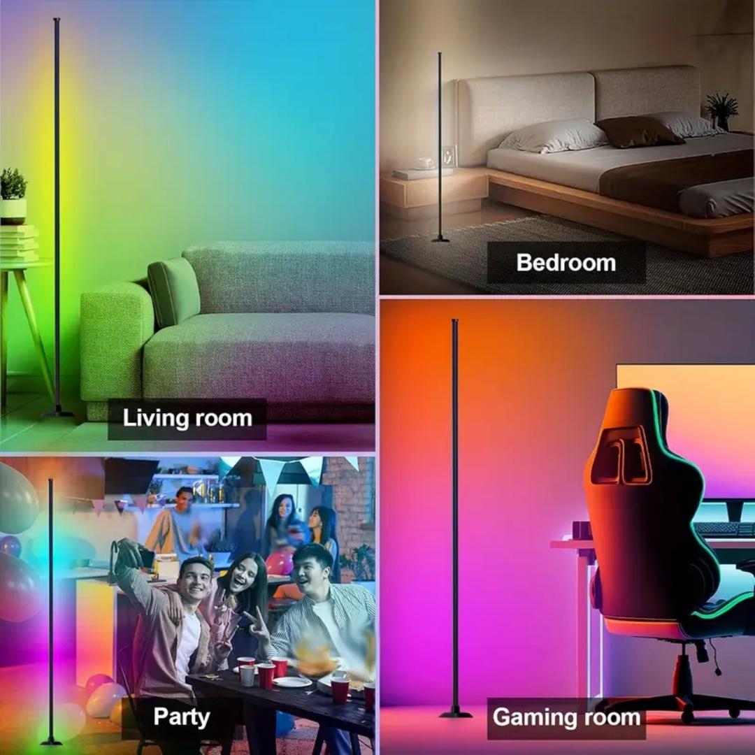 RGB LED Floor Lamp with Remote & App Control, USB Powered Smart Standing Lamp, Color Changing Ambient Light for Living Room Bedroom Home Decor