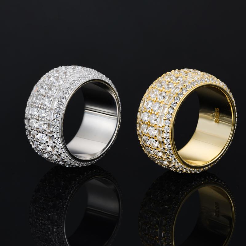 【#R362 】UCCIYO 18K Gold-Plated Ring with Lab-Grown Moissanite S925 Sterling Silver Moissanite Ring for Women Men Hip Hop Jewelry Gift