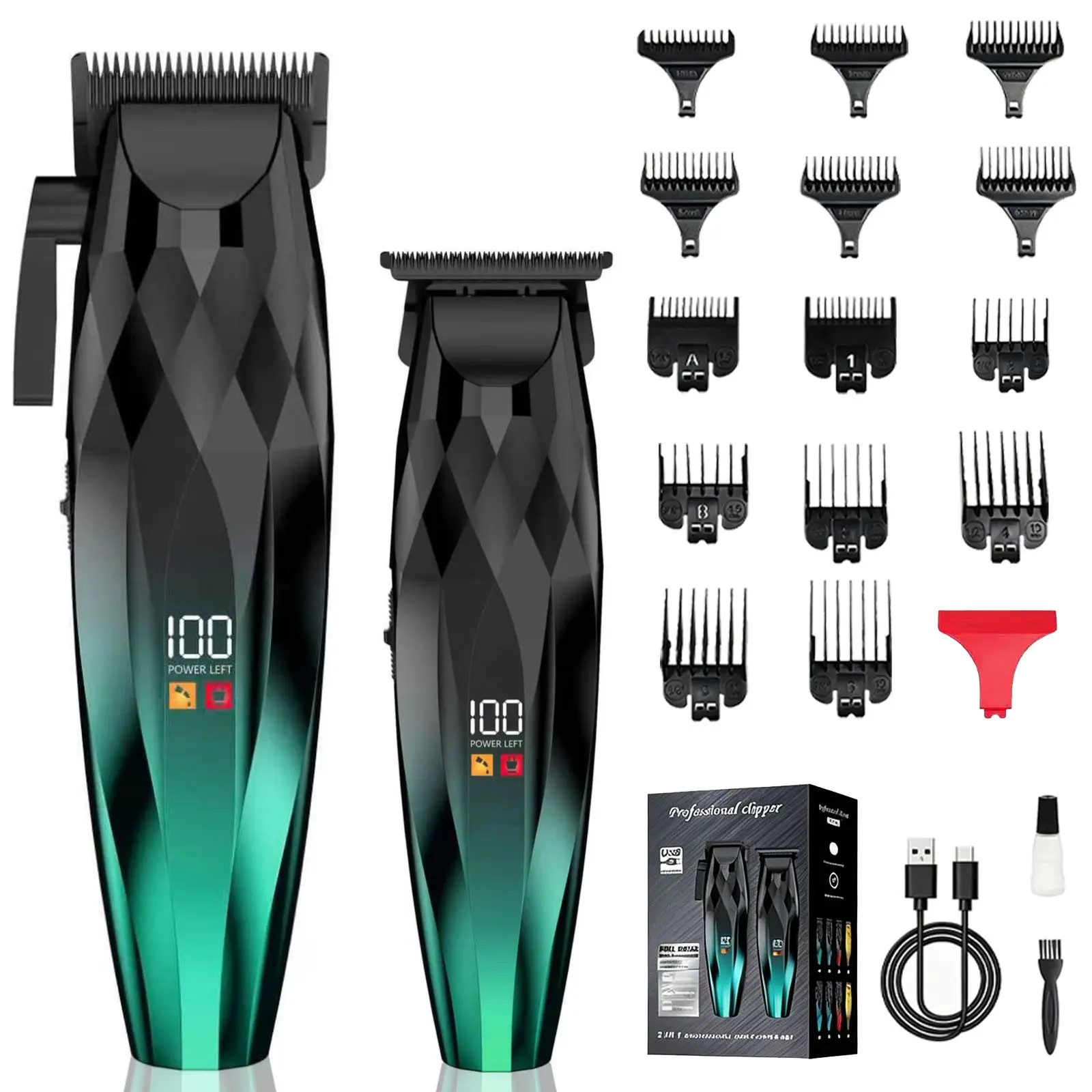 Gradient Digital Electric Hair Clipper, Wireless Charging, Adult Use, Barber Shop Special, Trimming and Edge Shaping, Full Set Accessories, Hair Clipper Trimmer