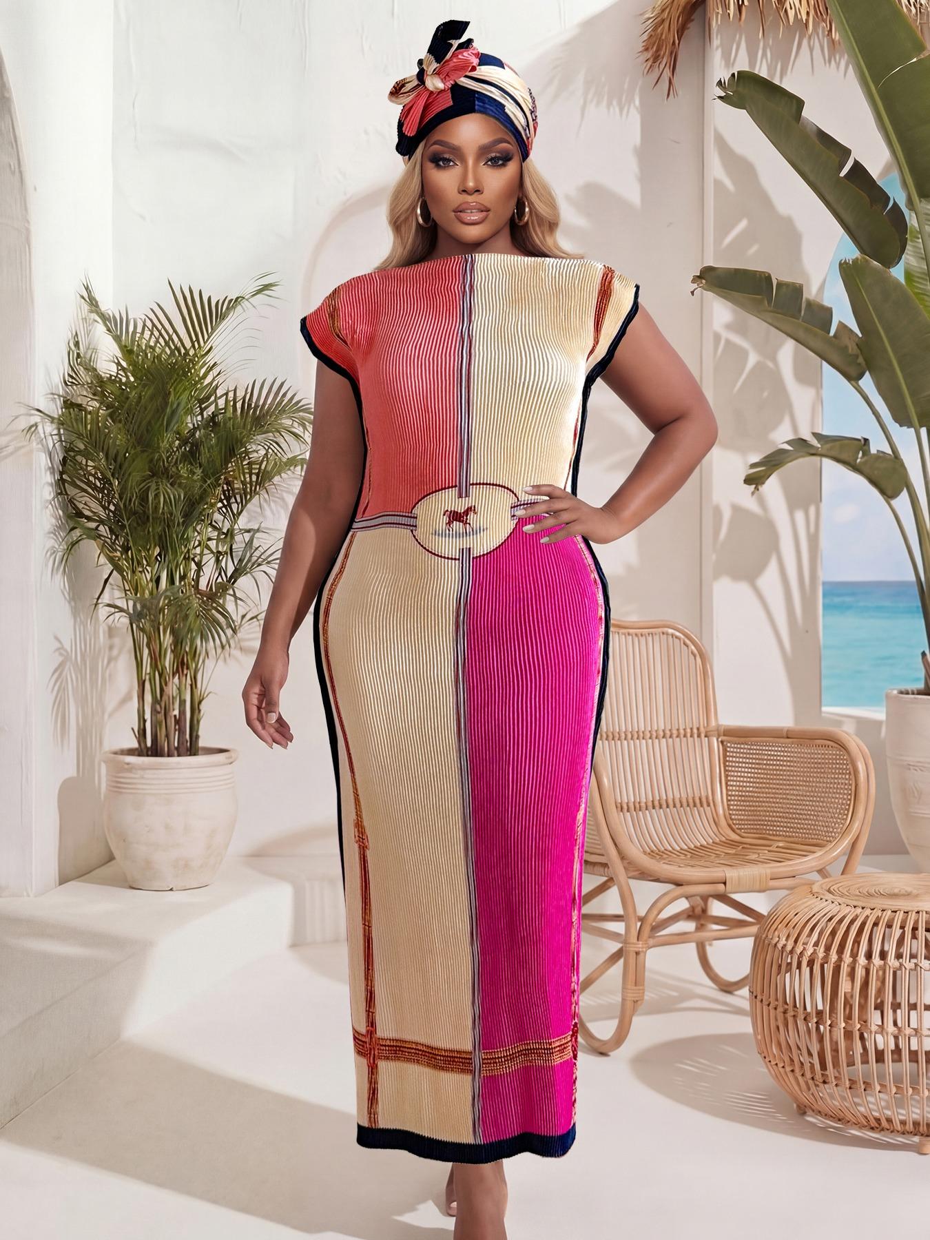 Elegant Ruffled Slim Fit Long Dress Set, Floral Print Shawl Scarf + Silk Ribbon, Women's Beach Sun Protection Wrap, All Seasons