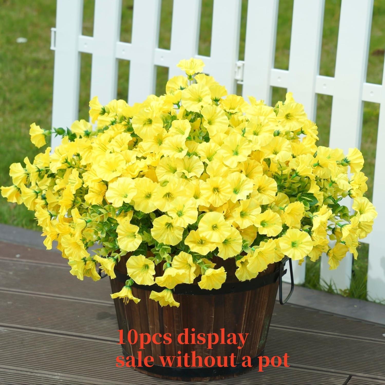 Artificial Potted Plant, 10pcs Faux Flower with UV Protective Function, Decorative Flower for Outdoor Home Flowerpot Porch Terrace Decoration #GLOBAL PICKS