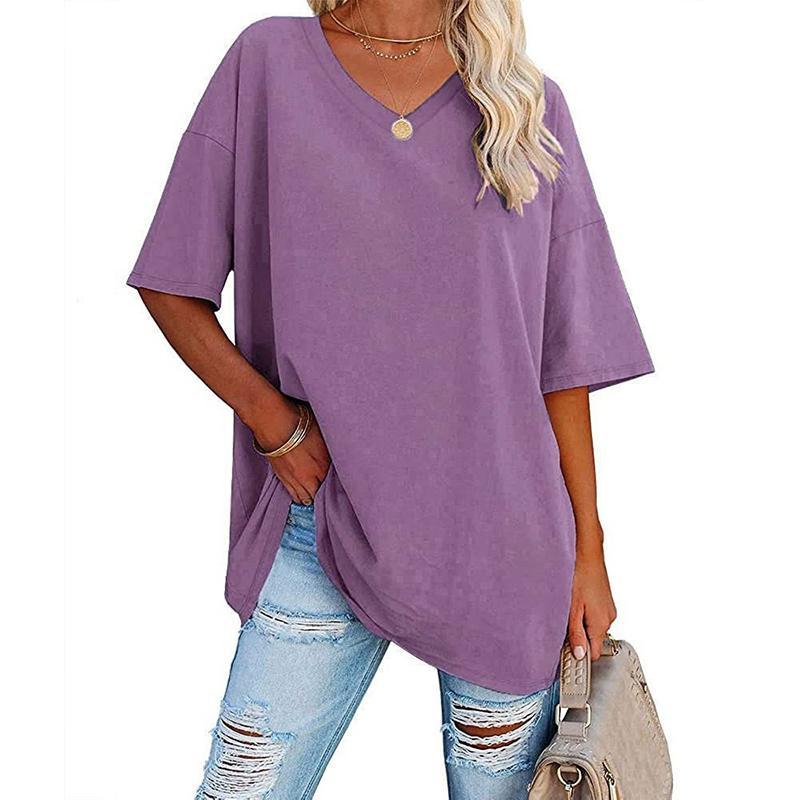 MIDIROSS Loose V-Neck Cotton Jersey Tee – Everyday Comfy Short Sleeve, Plus Size up to 4XL MIDIROSS Loose V-Neck Cotton Jersey Tee – Everyday Comfy Short Sleeve, Plus Size up to 4XL
