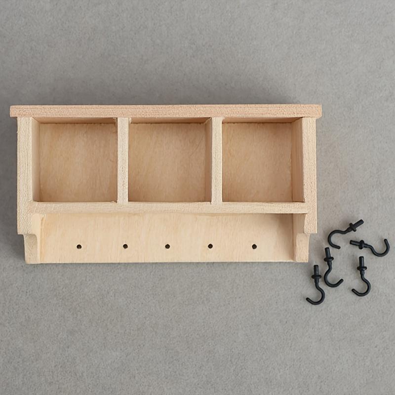 Wall Mounted Shelf with Hooks 1:12 Miniature Dollhouse DIY Accessory for Living Room Scene Photography, Perfect Holiday Gift for Collectors