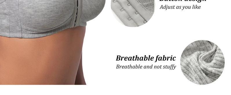 4 Pack Adjustable Easy-Hook Front Closure Push-Up Bra, Wire-Free Seamless with Side Support for Smoothing Lightweight Comfort in Spring & Summer