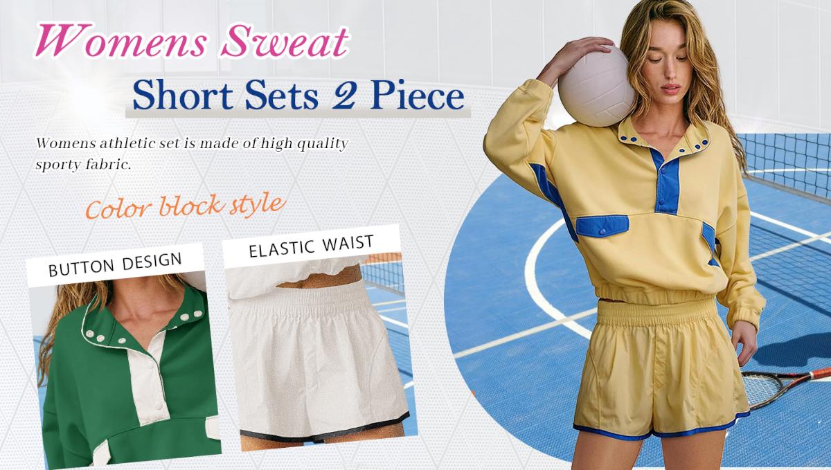 Tanming Women's  Two Piece Short Sets Summer Lounge Sweatsuits Long Sleeve Outfits Travel Tracksuit with Pocket Womenswear Clothes