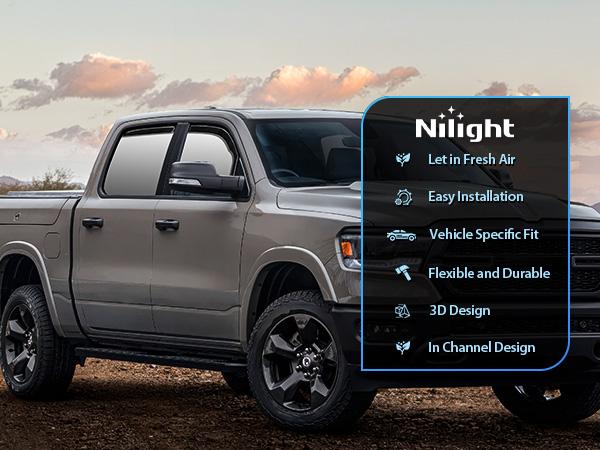 Nilight in Channel Rain Guards for Dodge RAM 1500 2019 2020 2021 2022 2023 2024 Quad Cab Original Window Deflectors, Vent Window Visors-4PCS Car Accessories Auto Accessories  dealsforyoudays