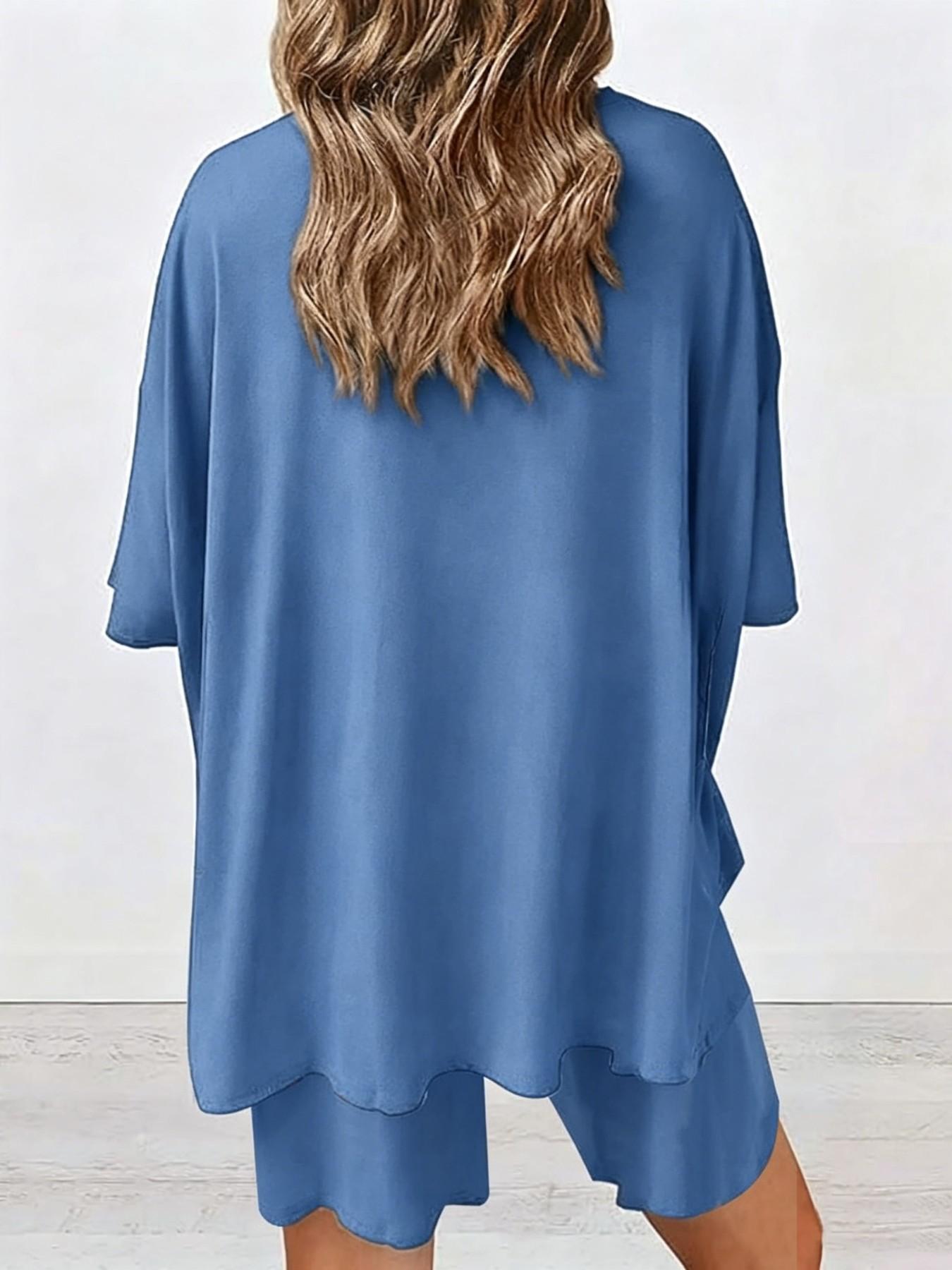 2026 Summer New Arrival Women's V Neck Solid Color Loose Shorts Pajama Set, Fashion Casual Loungewear, Comfortable Soft Sleepwear