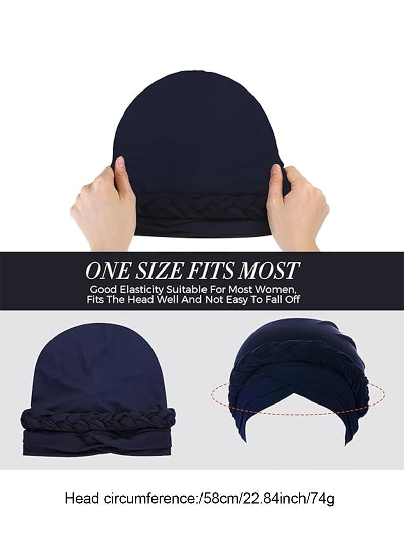 Women's Simple Style Plain Color Braided Design Turbans, 90s Vintage Hats for Women, Beach Essentials, Casual Trendy Hair Bonnet, Fashion Hair Accessories for Daily Use, Fashion Matching Hat