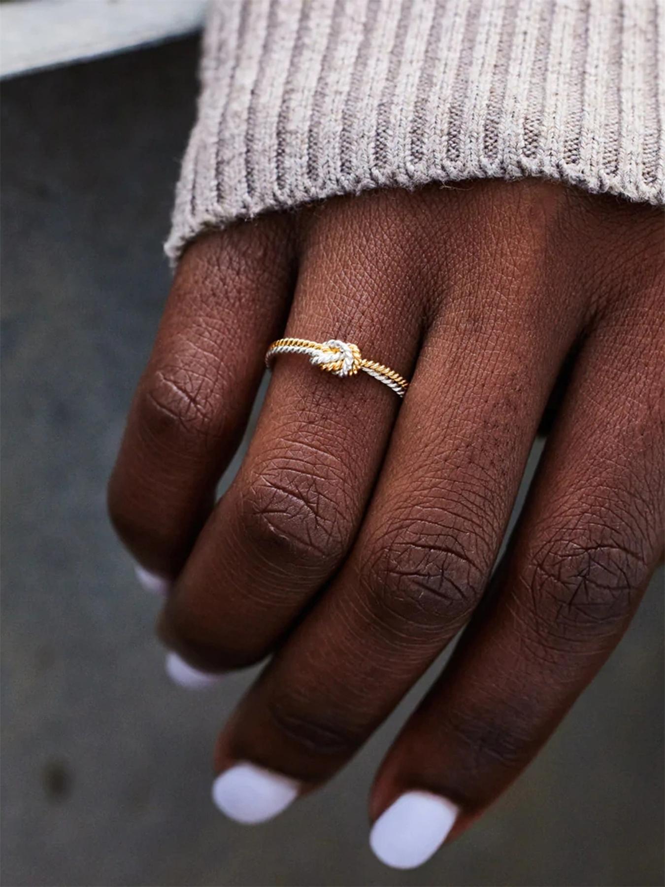 Women's Simple Knot Design Ring, Statement Rings, Fashion Jewelry for Party, Daily Clothing Decor, Trendy All-match & Exquisite Jewelry for Birthday Gift