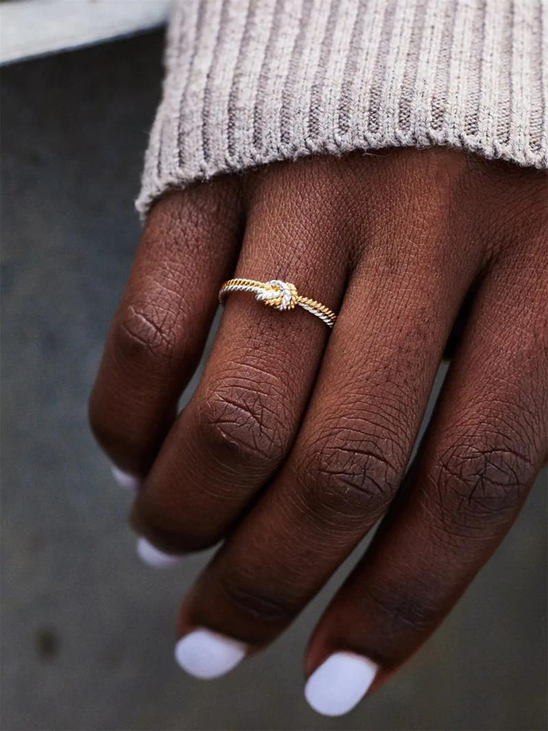 Women's Simple Knot Design Ring, Statement Rings, Fashion Jewelry for Party, Daily Clothing Decor, Trendy All-match & Exquisite Jewelry for Birthday Gift