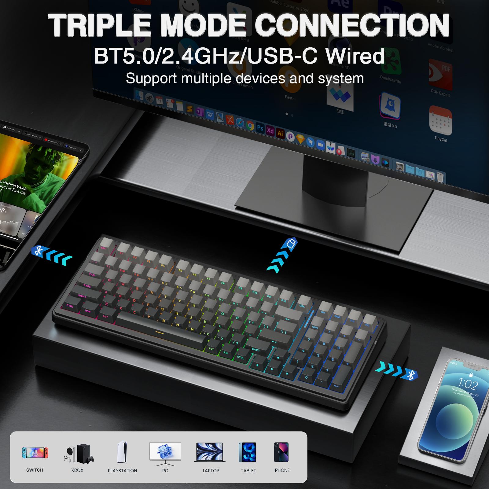 AULA F99 Pro Wireless Mechanical Keyboard,Gasket Hot Swappable Custom Keyboard,RGB Backlit,Pre-lubed Linear Switches,Side Printed PBT Keycaps, Tri-Mode 2.4GHz/USB-C/BT5.0 Mechanical Gaming Keyboard Computer PC Accessories TikTokShopfalldealsforyou