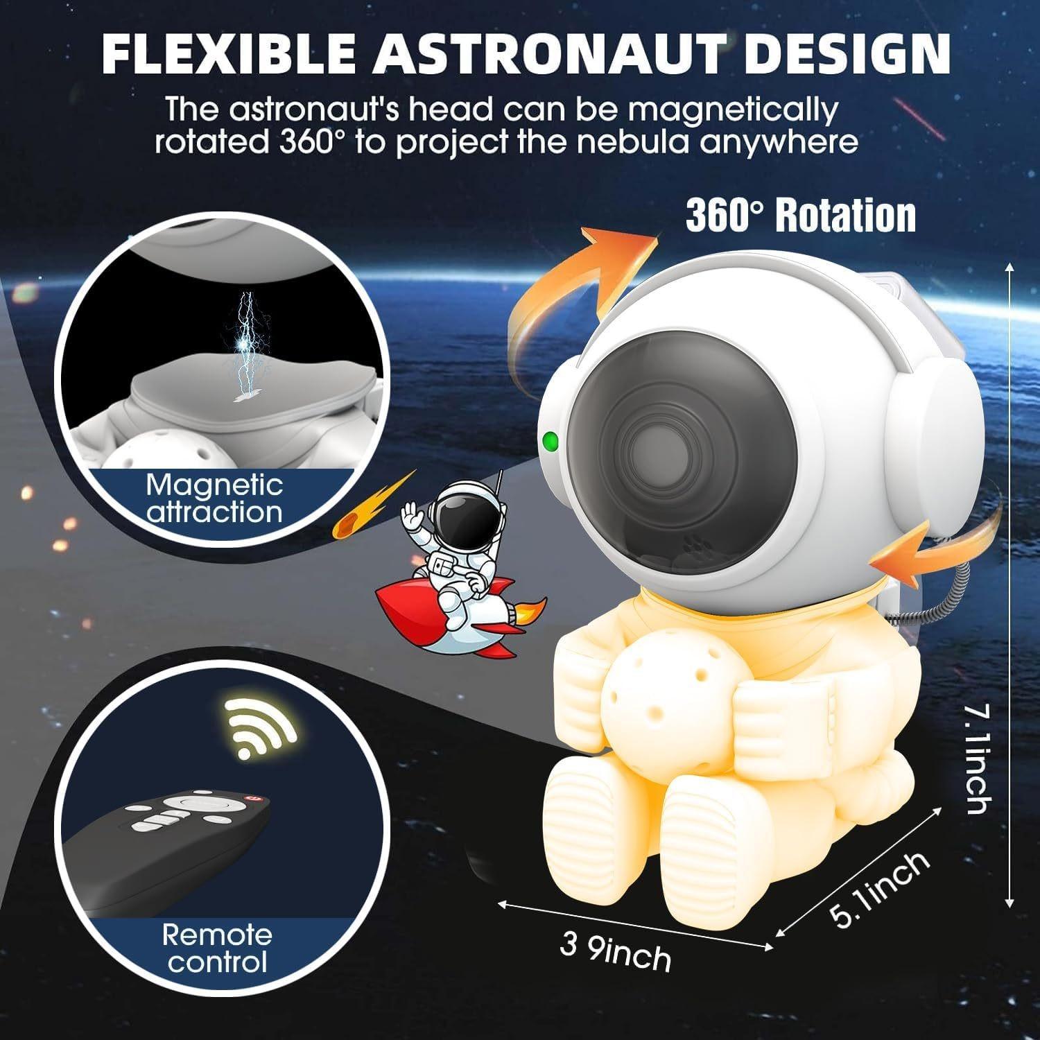 Astronaut Galaxy Projector, Star Projection Night Light, Nebula Ceiling LED Strip, Moon Lamp with Timer, Kids Room Decor, Christmas, Birthday, Valentine's Day