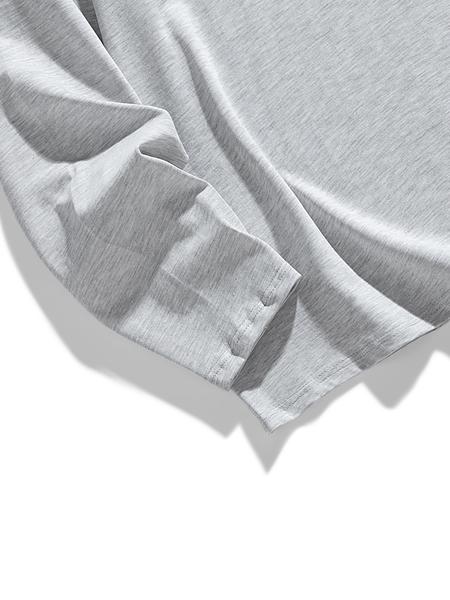 Men's Basic Long Sleeve T-Shirt, Soft Solid Color Fabric, Comfortable Casual Wear, Suitable for Home & Outdoor Activities