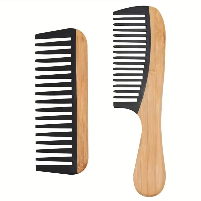 2pcs Wooden Wide-Tooth Smoothing Straightening Hairbrush for Women, Volumizing High Crown Scalp Massage Comb, Anti-Static and Tangle-Free, Suitable for All Hair Types, Stylish and Convenient Hair Styling Comb
