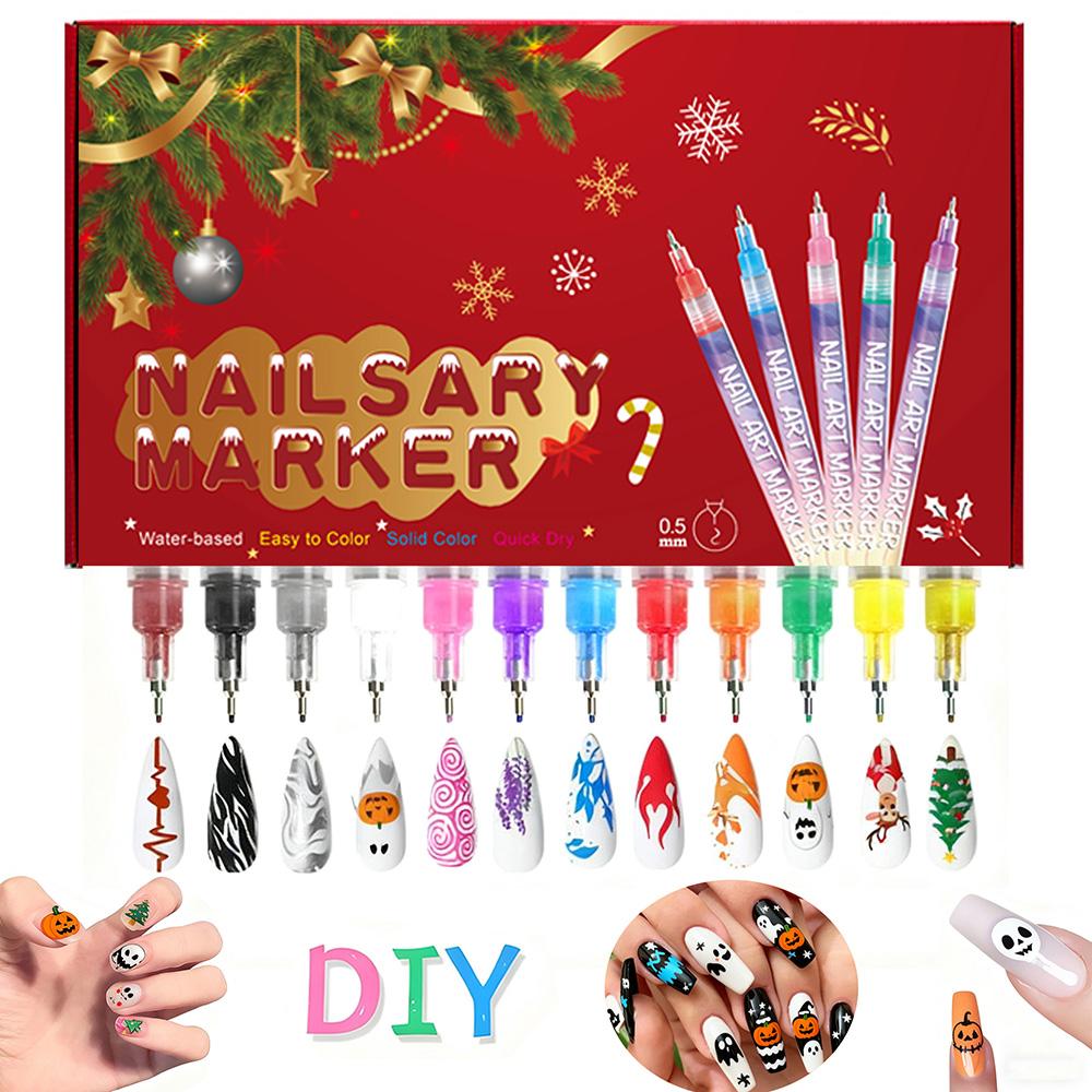 One Set Acrylic Paint Nail Art DIY Football Fan Pattern Body Tattoo Pen French Beauty Outline Pen Daily Use Cosmetic Makeup