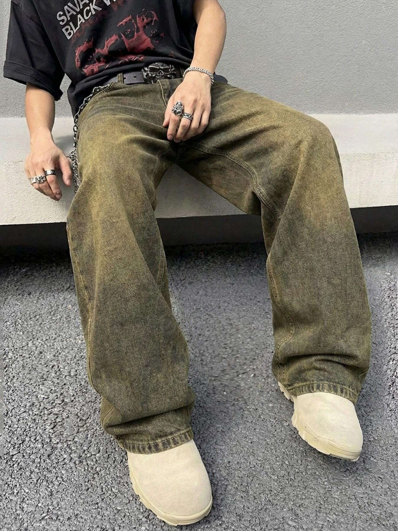 Men's Vintage Washed Loose Wide-Leg Jeans, Full-Length Y2K Street Style Denim Pants, Skateboard & Hip Hop Casual Trousers, Perfect Gift for Boyfriend or Husband.