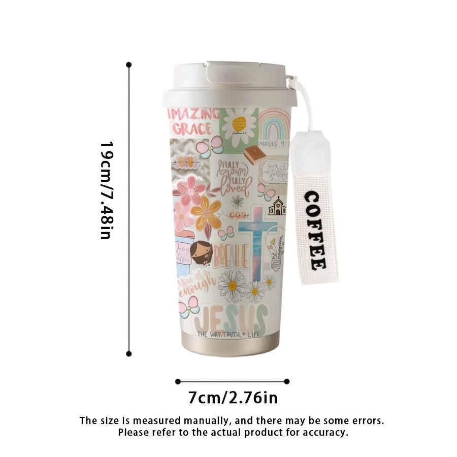Premium Religious Double Wall Insulated Coffee Cup, 530ML Stainless Steel Vacuum Travel Mug with Straw and Lid, Ideal for Hot/cold Drinks, Flasks