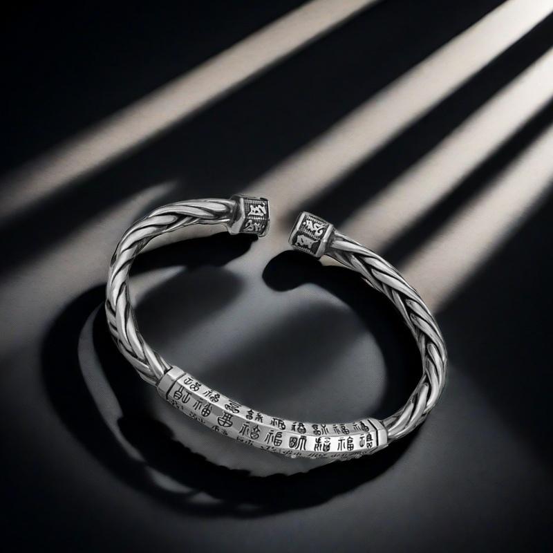 Solid Silver s925 Bangle Sterling Silver bangle Men's open bangle can be freely adjusted size send boyfriend send Dad birthday holiday gift Silver weight 34g /1.19 oz