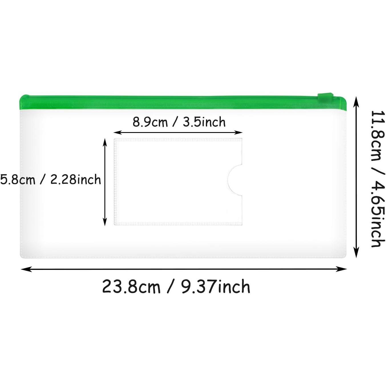 4 count Clear Plastic Envelopes File Folders with Pockets PVC Pencil Case Pouch Zipper Storage Bags for Documents  Puzzles Travel Organizing Art Craft School Office Supplies, 9.4 x 4.7inch