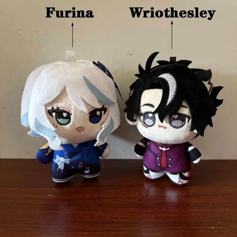 Latest Cute 10cm Cartoon Anime Game Genshin Impact Character Wriothesley and Furina Plush Toys Keychain Bag Decor Plushie Doll