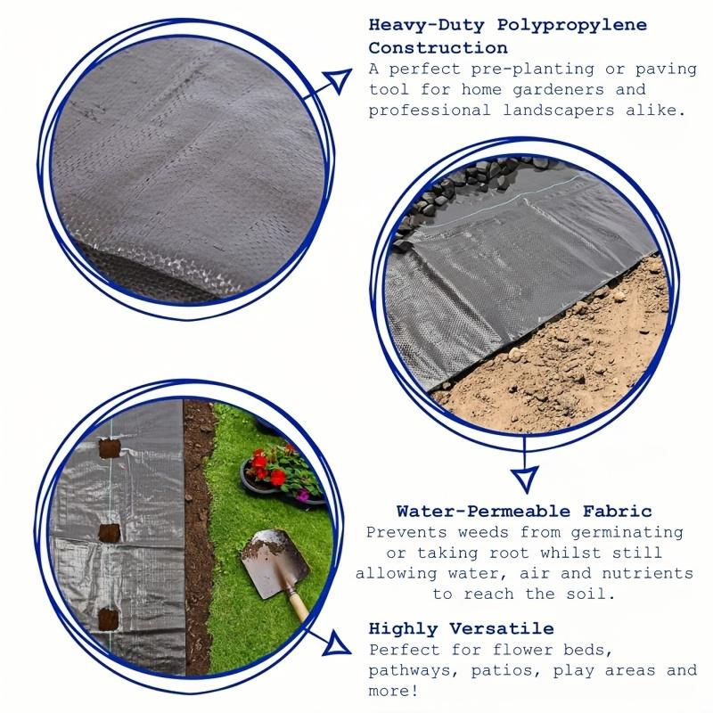 Weed Control Fabric, High Permeability, U-Shaped Nails and Pads, Garden Landscaping Driveway Gravel Pad, DIY Gardening Helper