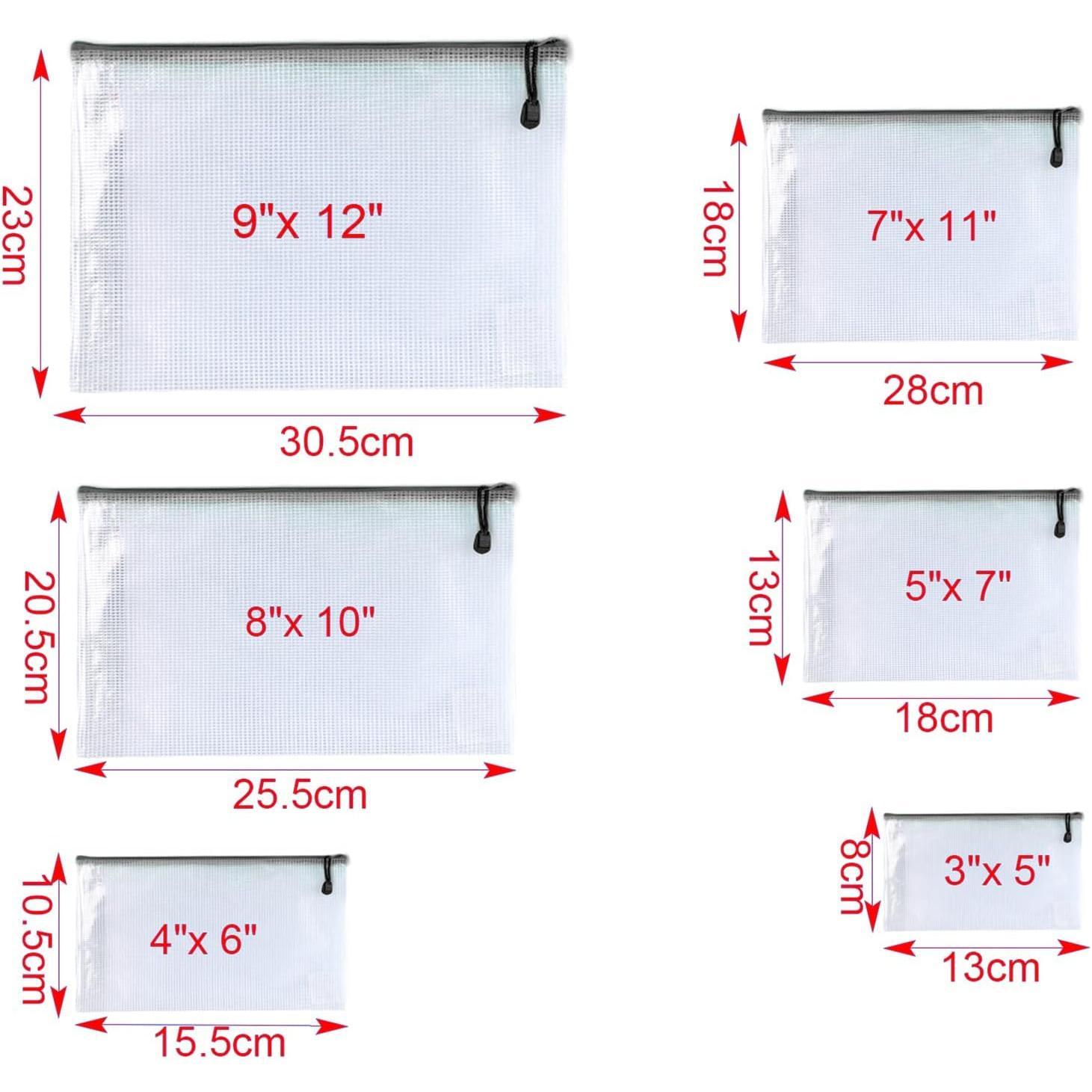-6 * 8 inches-Mesh Zipper Pouch, Plastic Zip File Folders for Organizing,Office Supplies,Travel, Storage-Black