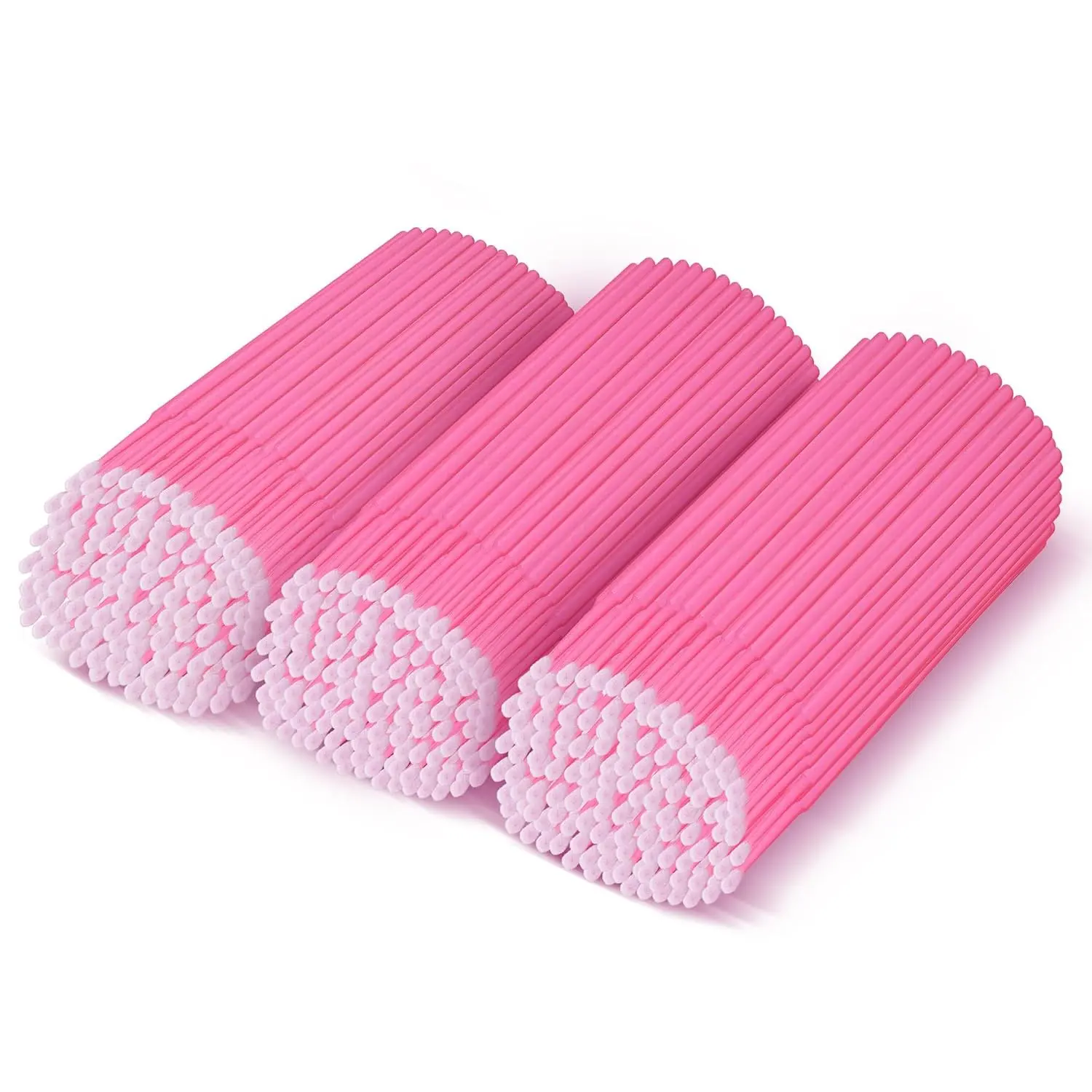 300 Count Disposable Micro Applicator Brushes for Eyelash Extensions, Micro Swabs Mascara Wands for Makeup Application, Pink