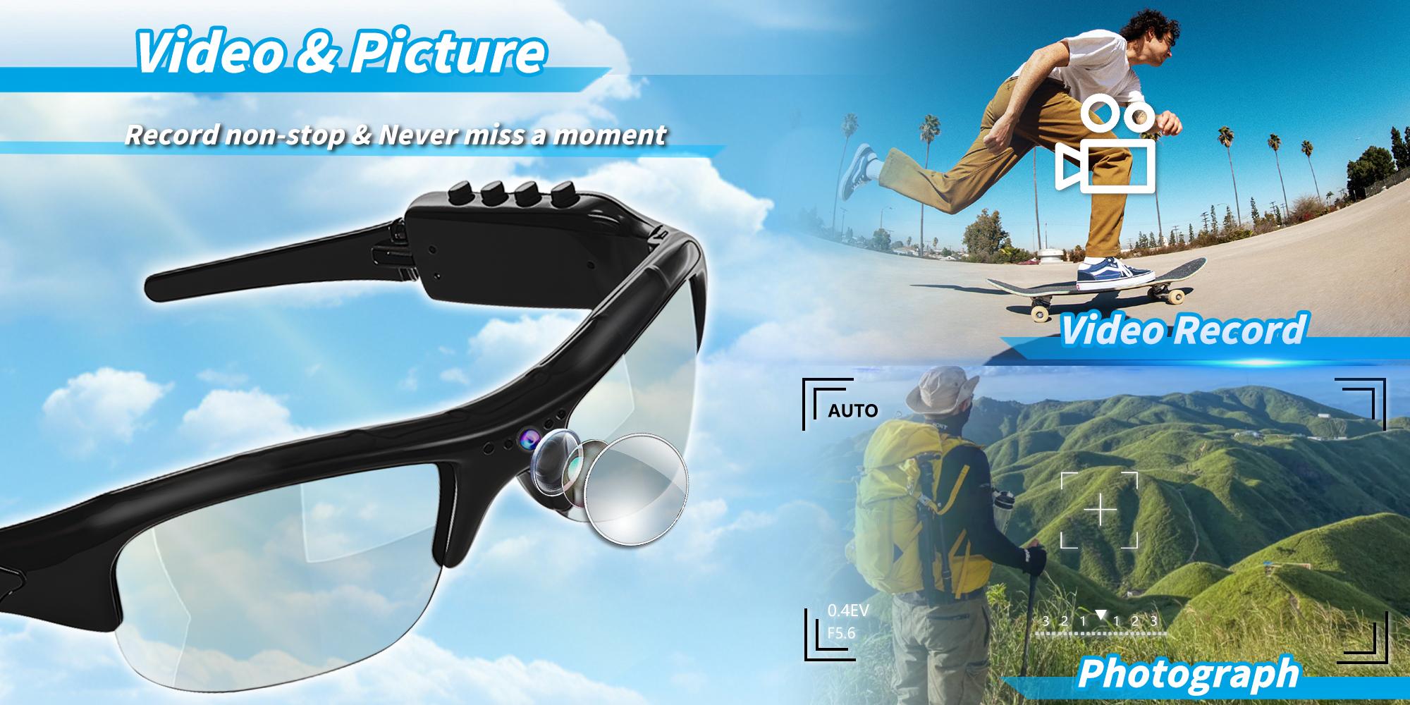 High Definition Video Camera Glasses, Unisex Smart Camouflage Sunglasses, Polarized Lens, Supports Photo/video Recording, Ideal for Outdoor Activities
