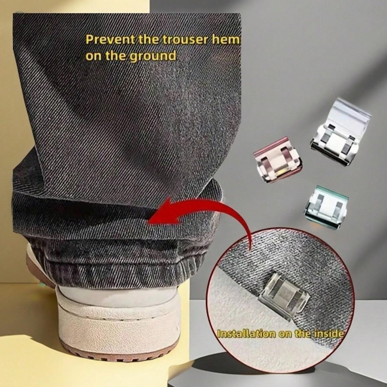 4pcs/8pcs/12pcs Pants Leg Shorteners with Hidden Clips, Waterproof, Durable, Portable, Prevents Dragging, Suitable for Jeans and Regular Pants