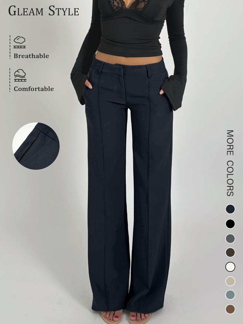 Women's Casual Fashion Suit Pants All Seasons, Plain Woven Fabric, Moderate Thickening, Fitted Style, Spring Wear