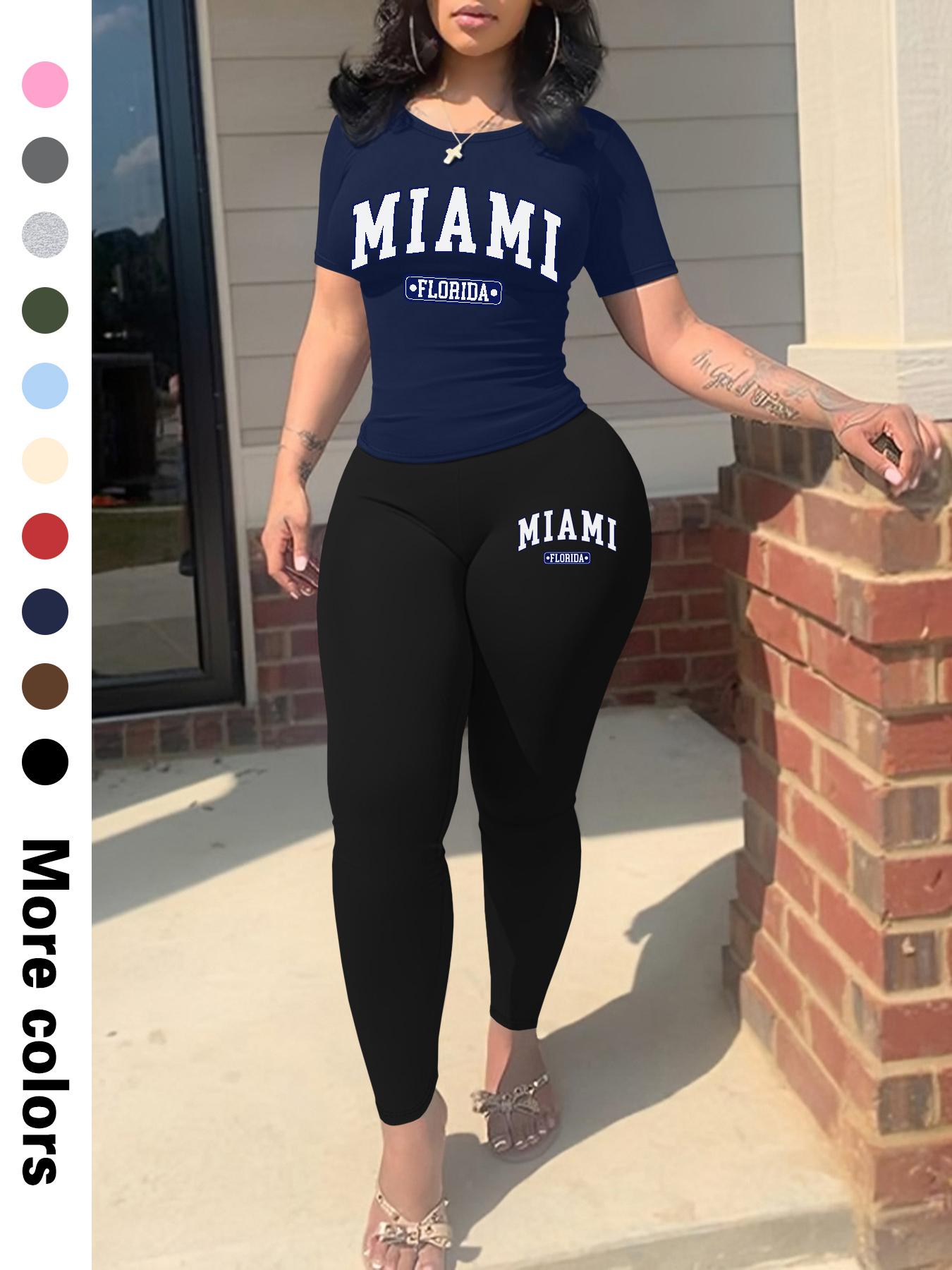 Two-Piece Set Women's Plain Crop Top & Skinny Pants, Casual Fashion Cozy Breathable for Daily Wear, Ladies Summer Clothes