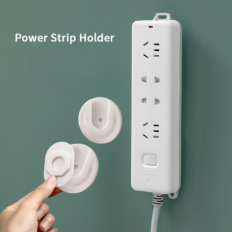Self-Adhesive Plug Strip Holder, No Drilling Socket Mount, Wall-Mounted Outlet Organizer, Home Office Cable Management Clip