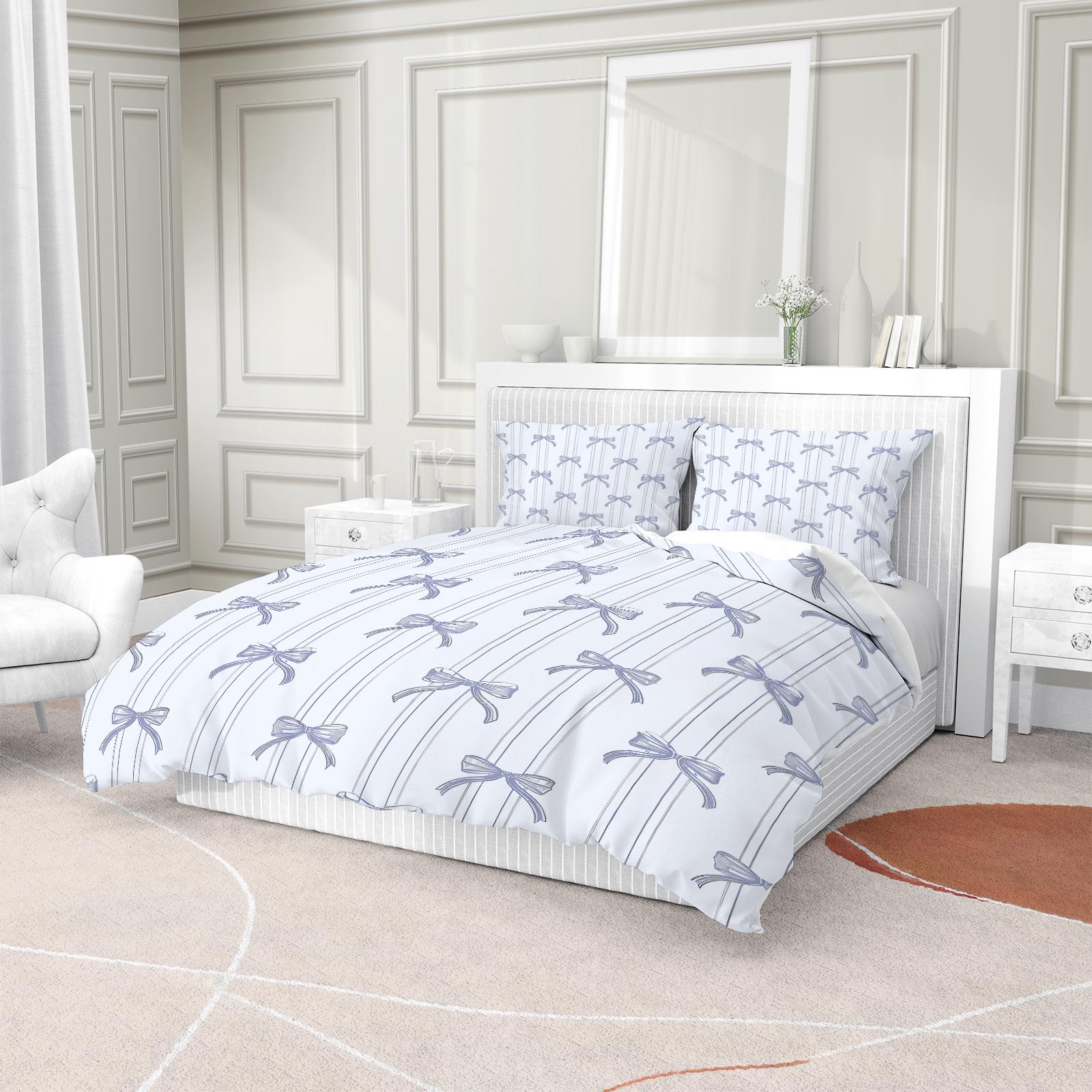 2/3 Pcs Cute Bowknot Duvet Cover Set, Pastel Ribbon Bedding Set for Girls Bedroom, Elegant Warm Gift for Women, Filling Not Included