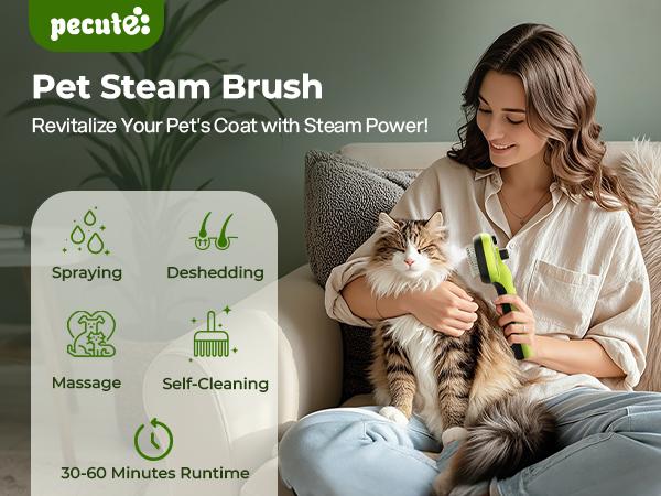 Pecute Pet Spray Hair Removal Brush for Cat/Dog – Deshedding & Grooming Tool, one button hair removal comb,deshedding vacuum brush, fur removal tool, grooming trimming tool