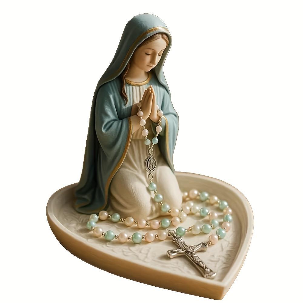Virgin Mary Rosary Holder, Jewelry Stand, Religious Accessories, Elegant Design, Perfect for Prayer Beads, Faithful Gift Idea