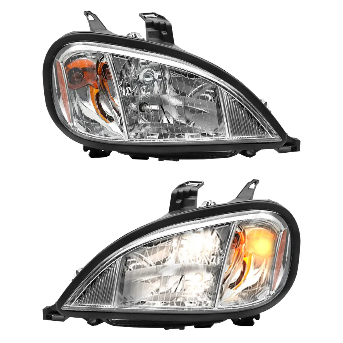Chrome Halogen Headlights Assembly Compatible With Freightliner Columbia 2004-2017 Pair